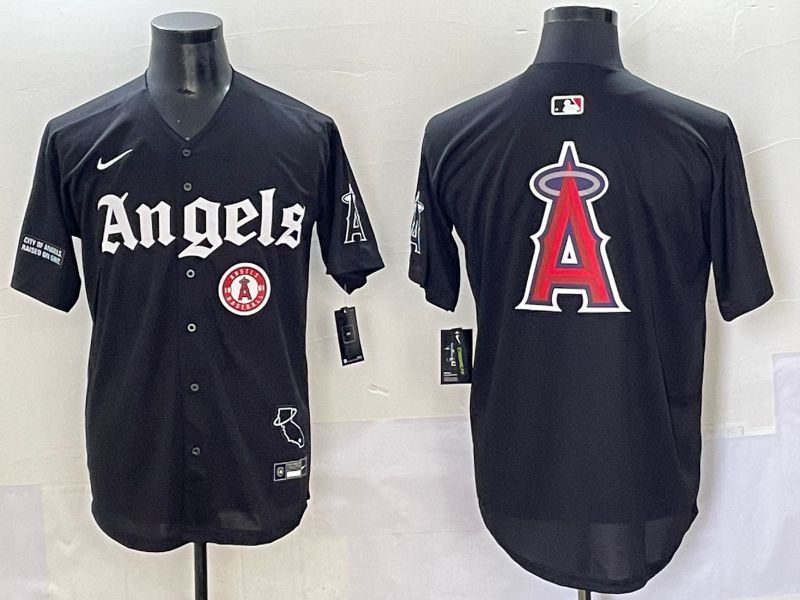 Men 2025 Los Angeles Angels Blank Black Five generations Joint Name Nike MLB Jersey style 21->los angeles angels->MLB Jersey